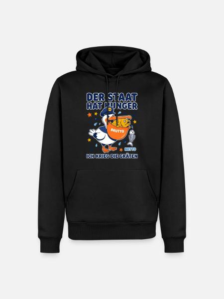 Der Staat Hat Hunger Pelikan - Männer Premium Bio Hoodie - Schwarz