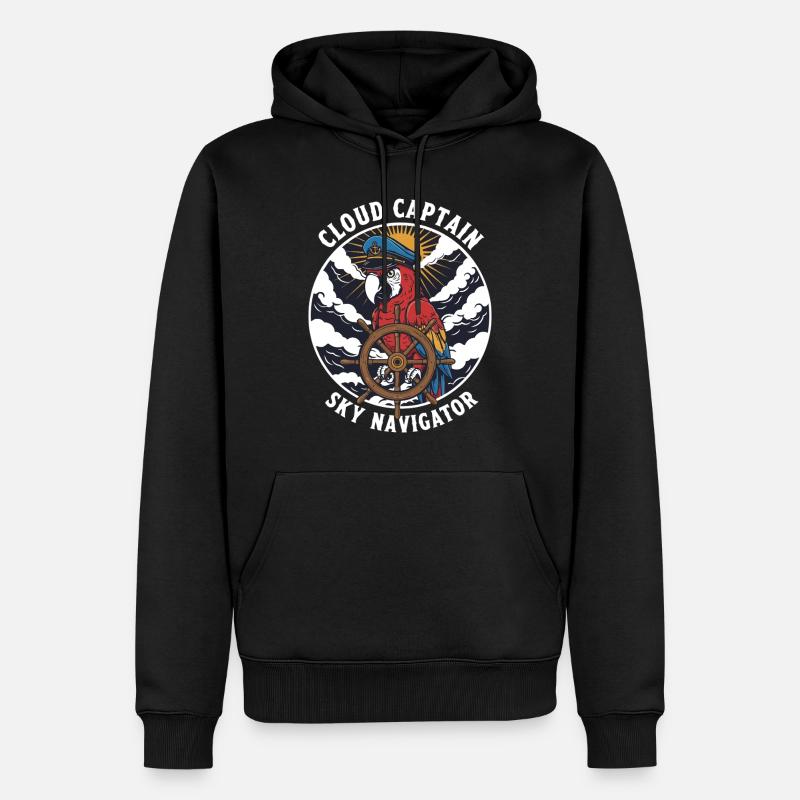 Perroquet Capitaine Cloud Sky Navigator - Sweat à capuche Premium bio Homme - noir