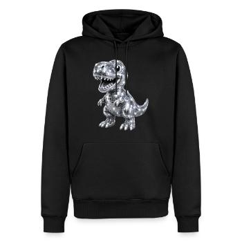 Mignons Dino T-Rex Disco Paillettes 80s et 90 - Sweat à capuche Premium bio Homme - noir - Devant - Nico (187cm)