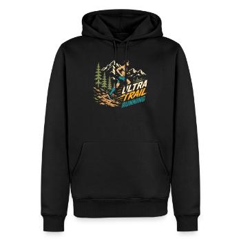 Ultra Trail Running - Sweat à capuche Premium bio Homme - noir - Devant - Nico (187cm)