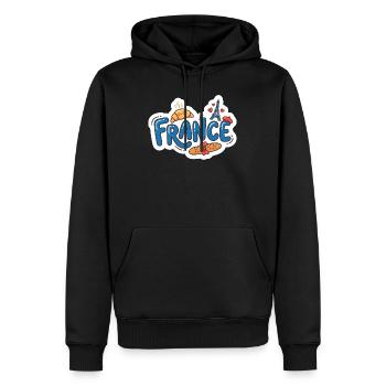 Aufkleber France Kawaii Croissant Paris - Männer Premium Bio Hoodie - Schwarz - Vorne - Nico (187cm)