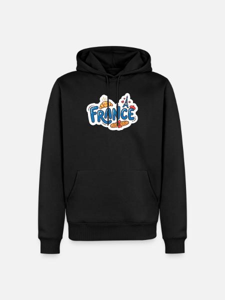 Sticker France Kawaii Croissant Paris - Men’s Premium Organic Hoodie - black