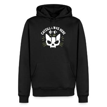 CatZilla-Schädel mit Blumen - Männer Premium Bio Hoodie - Schwarz - Vorne - Nico (187cm)