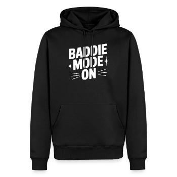 Baddie Mode On - Men’s Premium Organic Hoodie - black - Front - Nico (187cm)