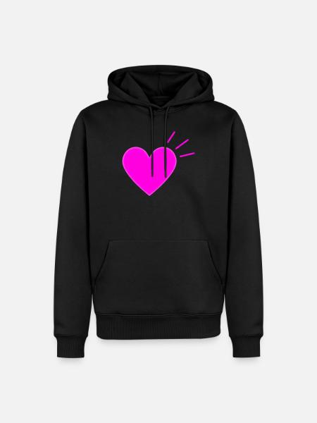 Bright Pink Heart | Modern Love Graphic - Männer Premium Bio Hoodie - Schwarz
