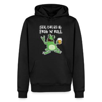 Sex Drugs and Frog N' Roll - Männer Premium Bio Hoodie - Schwarz - Vorne - Nico (187cm)