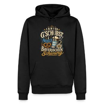 Bayerischer Spruch - Männer Premium Bio Hoodie - Schwarz - Vorne - Nico (187cm)