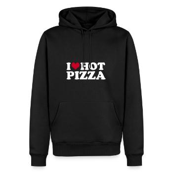 I Love Hot Pizza - Männer Premium Bio Hoodie - Schwarz - Vorne - Nico (187cm)
