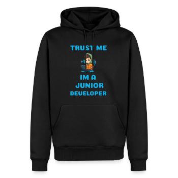 Trust Me Im A Junior Developer - Männer Premium Bio Hoodie - Schwarz - Vorne - Nico (187cm)
