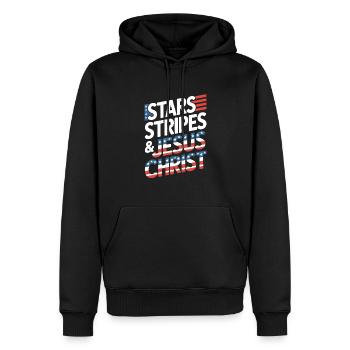 Amerikanischer Gläubiger Christ July 4th Jesus - Männer Premium Bio Hoodie - Schwarz - Vorne - Nico (187cm)