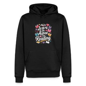 Lass mich alleine, ich lese! Bücherwurm Lesen - Männer Premium Bio Hoodie - Schwarz - Vorne - Nico (187cm)