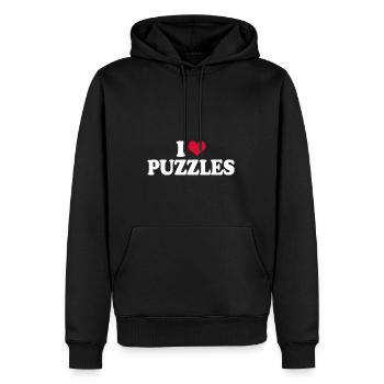 Puzzle I Love Puzzles Rompicapo - Felpa con cappuccio ecologica premium da uomo - nero - Fronte - Nico (187cm)