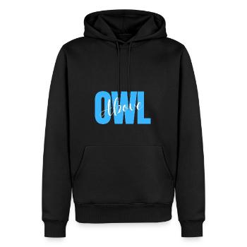 Above Owl - Catchy Owl Wortspiel - Männer Premium Bio Hoodie - Schwarz - Vorne - Nico (187cm)