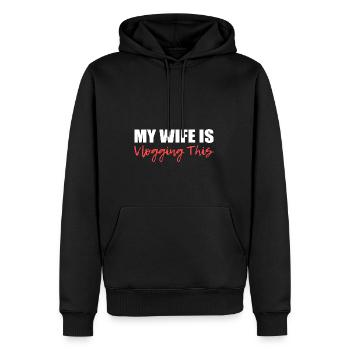 Meine Frau Vlagging. Unterstützender Ehemann Gesch - Männer Premium Bio Hoodie - Schwarz - Vorne - Nico (187cm)