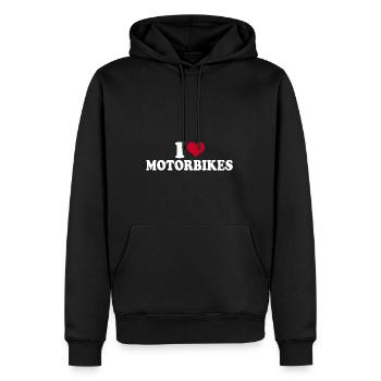 J’aime les motos moto - Sweat à capuche Premium bio Homme - noir - Devant - Nico (187cm)