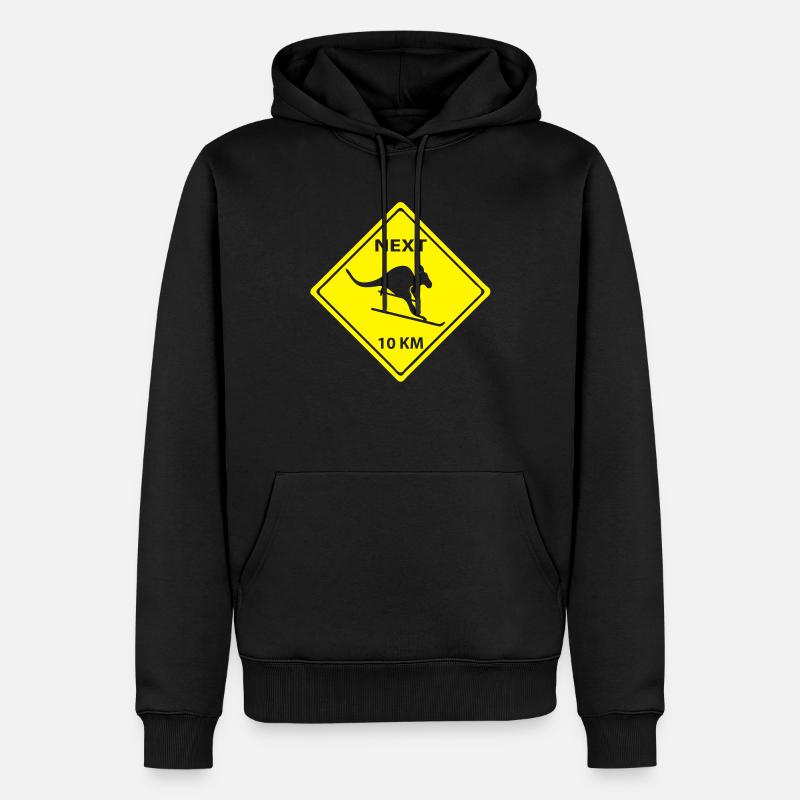 Roadsign Känguruh Ski - Männer Premium Bio Hoodie - Schwarz