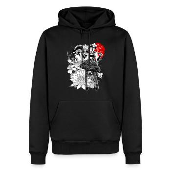 Armes japonaises - Sweat à capuche Premium bio Homme - noir - Devant - Nico (187cm)