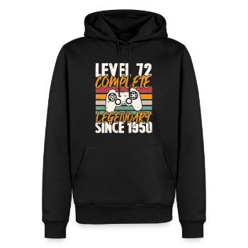 Niveau 72 Complet Vintage Anniversaire 72 Ans - Sweat à capuche Premium bio Homme - noir - Devant - Nico (187cm)