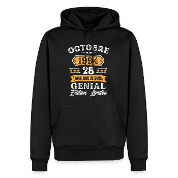 Cadeau D'anniversaire 28 Ans Octobre 1994 Rétro - Sweat à capuche Premium bio Homme - noir - Devant - Nico (187cm)