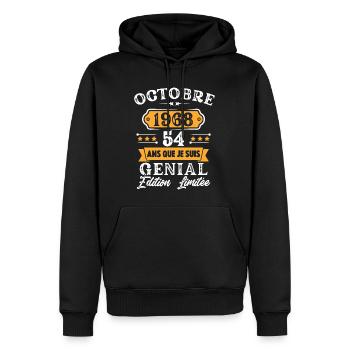 Cadeau D'anniversaire 54 Ans Octobre 1968 Rétro - Sweat à capuche Premium bio Homme - noir - Devant - Nico (187cm)