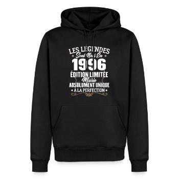 Cadeau d'anniversaire légendes sont nées en 1996 - Sweat à capuche Premium bio Homme - noir - Devant - Nico (187cm)