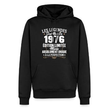 Cadeau d'anniversaire légendes sont nées en 1976 - Sweat à capuche Premium bio Homme - noir - Devant - Nico (187cm)