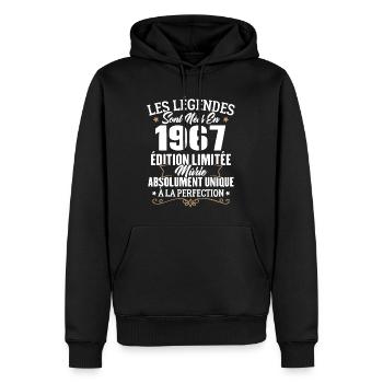 Cadeau d'anniversaire légendes sont nées en 1967 - Sweat à capuche Premium bio Homme - noir - Devant - Nico (187cm)