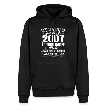 Cadeau d'anniversaire légendes sont nées en 2007 - Sweat à capuche Premium bio Homme - noir - Devant - Nico (187cm)