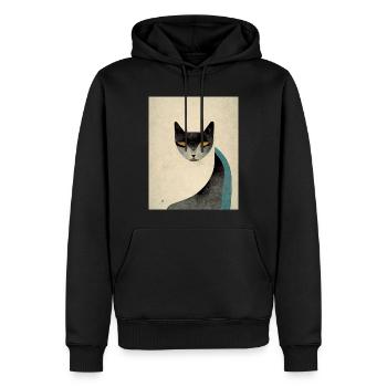 Katze Retro Bauhaus Katze Vintage Stil - Männer Premium Bio Hoodie - Schwarz - Vorne - Nico (187cm)