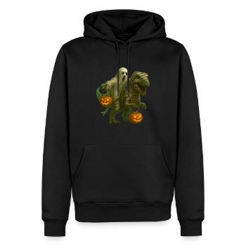 T-Rex - Männer Premium Bio Hoodie - Schwarz - Vorne - Nico (187cm)