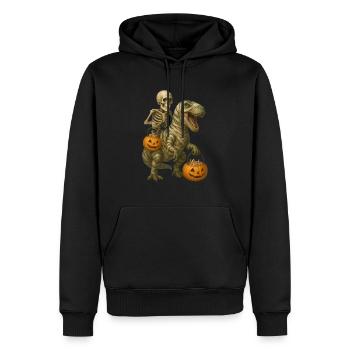 T-Rex - Männer Premium Bio Hoodie - Schwarz - Vorne - Nico (187cm)