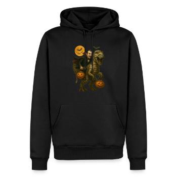 T-Rex - Männer Premium Bio Hoodie - Schwarz - Vorne - Nico (187cm)