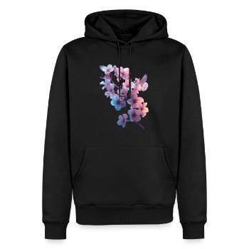 Kirschblüten - Männer Premium Bio Hoodie - Schwarz - Vorne - Nico (187cm)