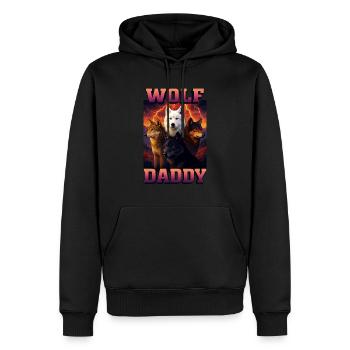 Wolf - Männer Premium Bio Hoodie - Schwarz - Vorne - Nico (187cm)