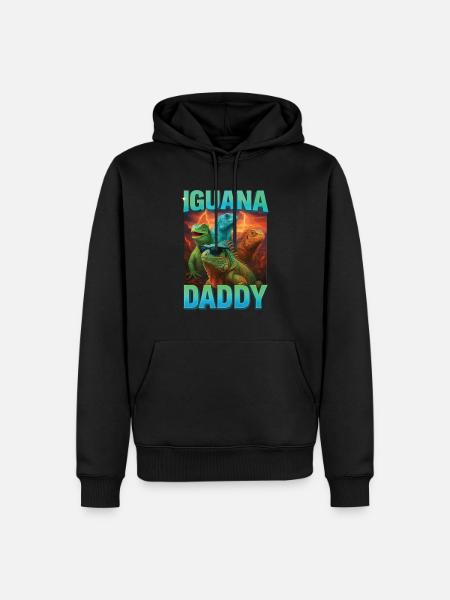 Leguan-Papa - Männer Premium Bio Hoodie - Schwarz