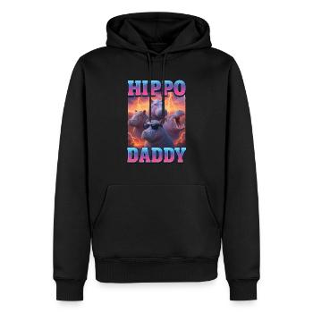 Nilpferd-Papa - Männer Premium Bio Hoodie - Schwarz - Vorne - Nico (187cm)