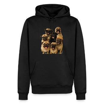 Mops - Männer Premium Bio Hoodie - Schwarz - Vorne - Nico (187cm)