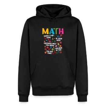 Mathe - Männer Premium Bio Hoodie - Schwarz - Vorne - Nico (187cm)