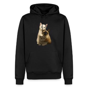 British Shorthair Siamois Fold - Sweat à capuche Premium bio Homme - noir - Devant - Nico (187cm)