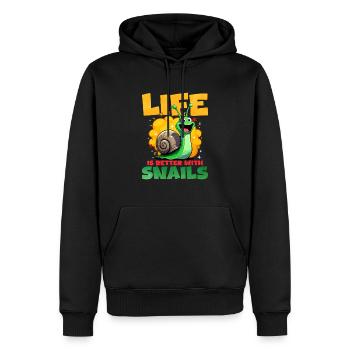 Schnecke - Männer Premium Bio Hoodie - Schwarz - Vorne - Nico (187cm)