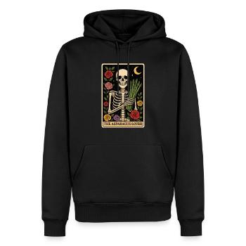 Tarot aux asperges - Sweat à capuche Premium bio Homme - noir - Devant - Nico (187cm)