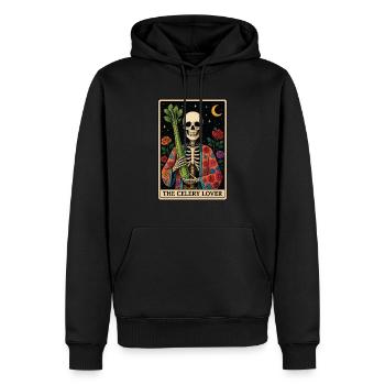 Tarot au céleri - Sweat à capuche Premium bio Homme - noir - Devant - Nico (187cm)