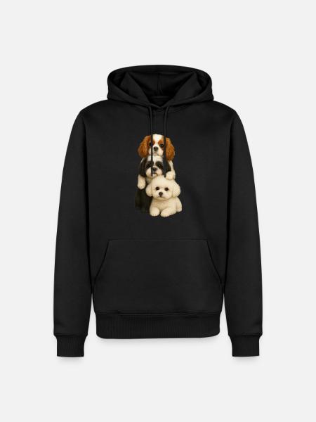 Cane Cani Cani Carini - Felpa con cappuccio ecologica premium da uomo - nero
