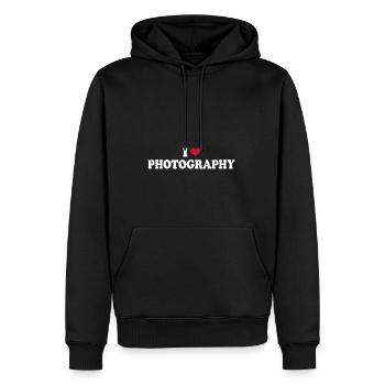 Fotografie Fotograf Kamera I Love Photography - Männer Premium Bio Hoodie - Schwarz - Vorne - Nico (187cm)