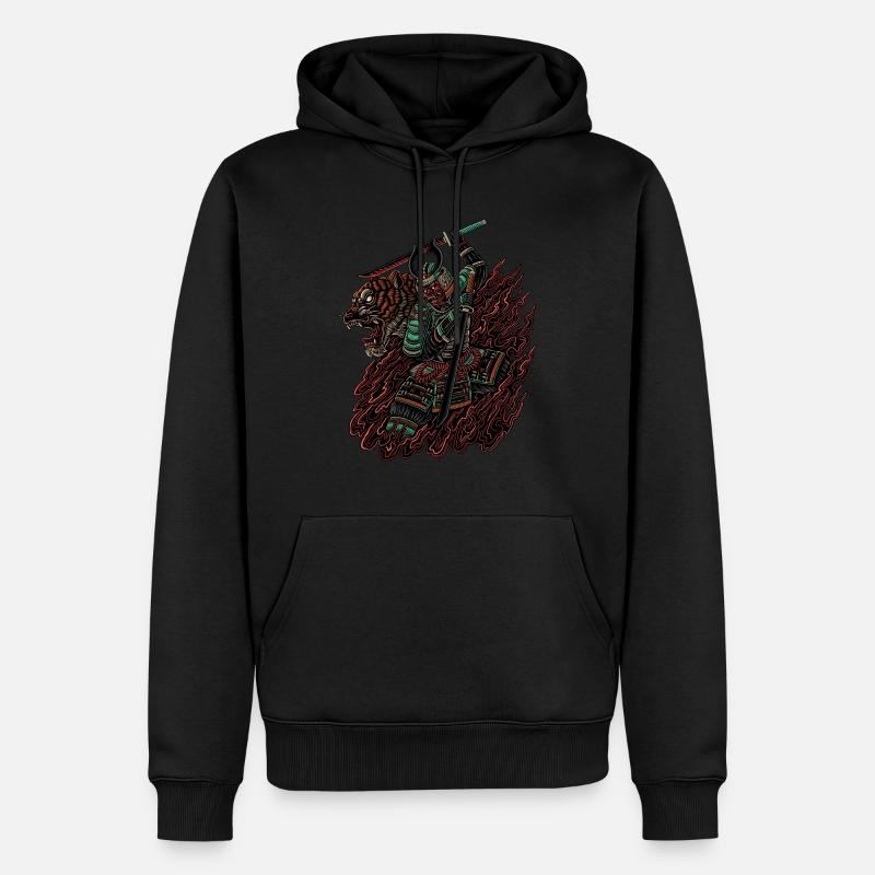 Ninja tigre | Série Yōkai - Sweat à capuche Premium bio Homme - noir