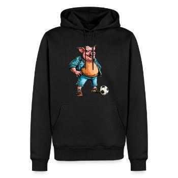 Cochon de football - Sweat à capuche Premium bio Homme - noir - Devant - Nico (187cm)