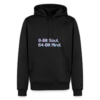 8 bits Soul, 64 bits cœur - Sweat à capuche Premium bio Homme - noir - Devant - Nico (187cm)