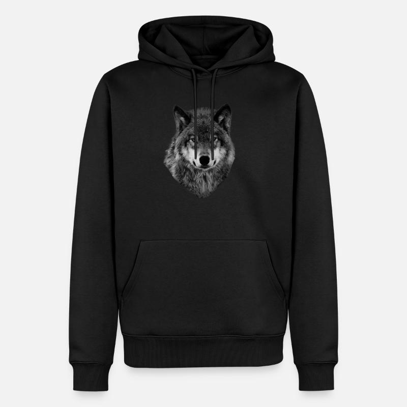 Wütender Wolf - Männer Premium Bio Hoodie - Schwarz