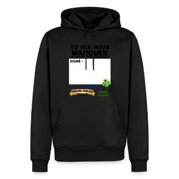 Collègue Tu Vas Nous Manquer Cadeau Départ - Sweat à capuche Premium bio Homme - noir - Devant - Nico (187cm)