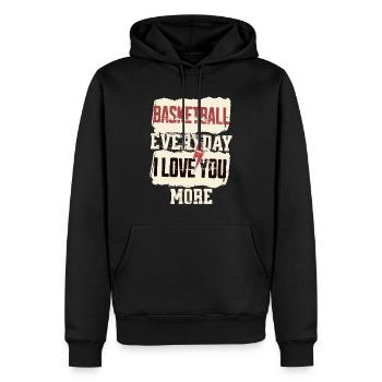 BASKETBALL JEDEN TAG ICH LIEBE DICH MEHR - Männer Premium Bio Hoodie - Schwarz - Vorne - Nico (187cm)